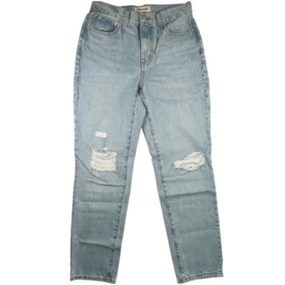 Madewell Perfect Vintage Jean Women SZ 26 Distressed Meas 28x27 Light Blue Mom